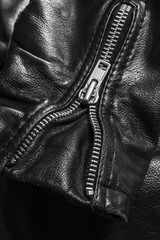 black leather jacket close up