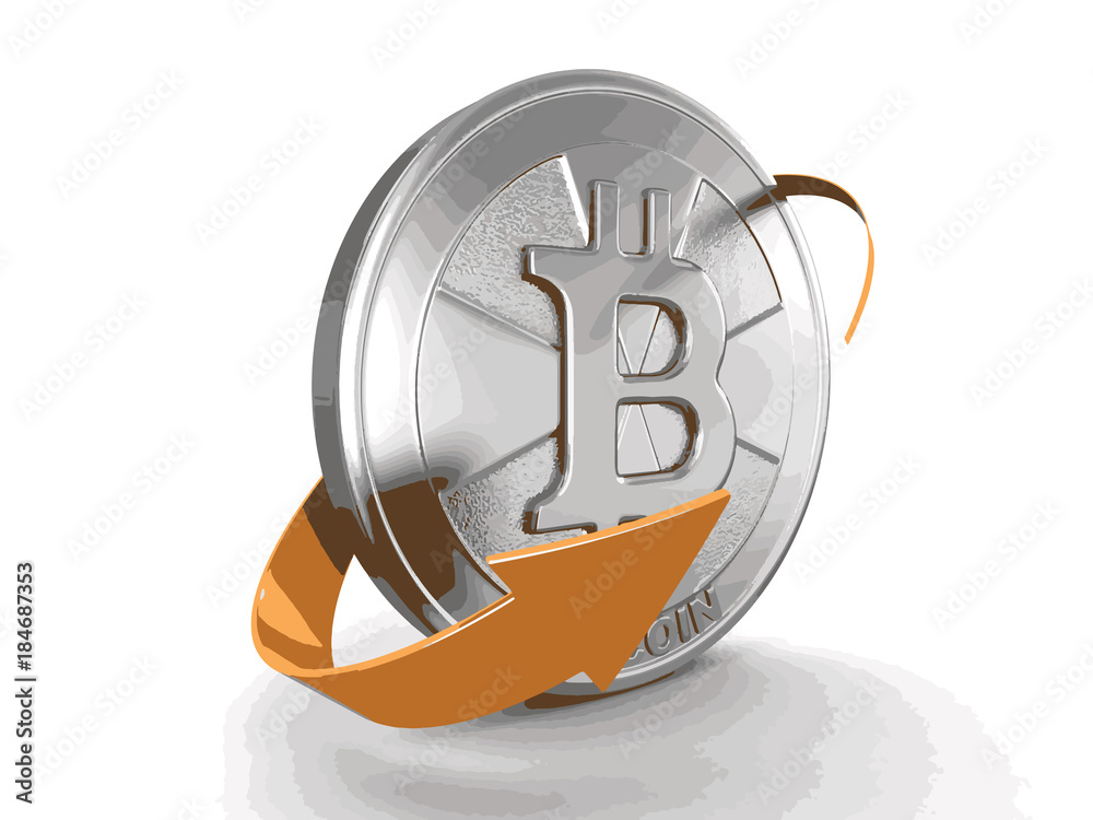 Poster bitcoin and arrow. image with clipping path