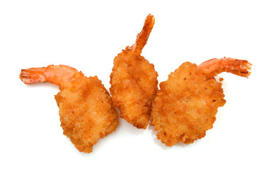 Stack butterfly shrimps on white background 