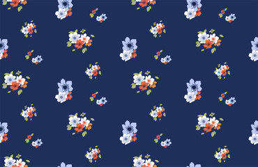Floweral blue seamless pattern