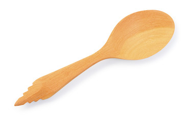 Wooden ladle isolated on white with clipping path.