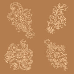 Henna tattoo flower template in Indian style. Ethnic floral paisley - Lotus. Mehndi style. Ornamental pattern in the oriental style.