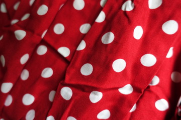 Rippled red cotton with polka dot pattern