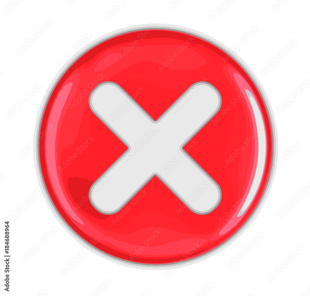 Poster button with cross. image with clipping path
