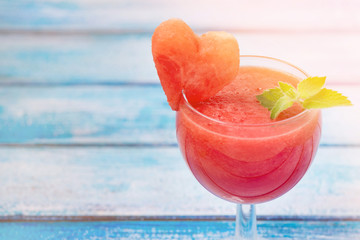 Watermelon fresh with mint leaves