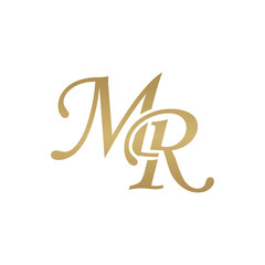 Initial letter MR, overlapping elegant monogram logo, luxury golden color