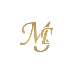 Obraz premium Initial letter MS, overlapping elegant monogram logo, luxury golden color