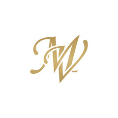 Initial letter MV, overlapping elegant monogram logo, luxury golden color