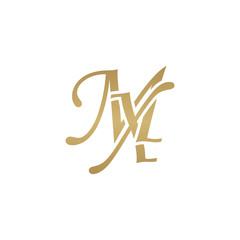 Initial letter MX, overlapping elegant monogram logo, luxury golden color