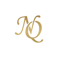 Initial letter NQ, overlapping elegant monogram logo, luxury golden color