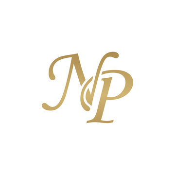 Initial letter NP, overlapping elegant monogram logo, luxury golden color
