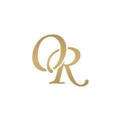 Initial letter OR, overlapping elegant monogram logo, luxury golden color