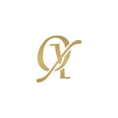 Initial letter OX, overlapping elegant monogram logo, luxury golden color