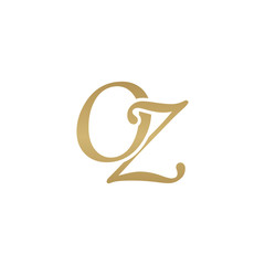 Initial letter OZ, overlapping elegant monogram logo, luxury golden color
