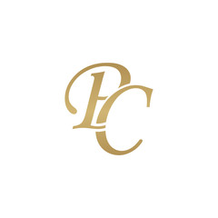 Initial letter PC, overlapping elegant monogram logo, luxury golden color