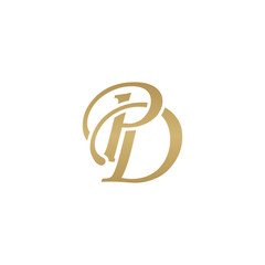 Initial letter PD, overlapping elegant monogram logo, luxury golden color