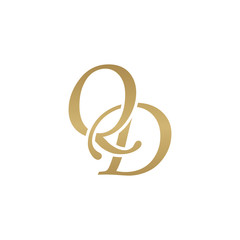 Initial letter QD, overlapping elegant monogram logo, luxury golden color