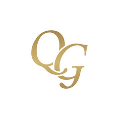 Initial letter QG, overlapping elegant monogram logo, luxury golden color