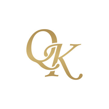 Initial letter QK, overlapping elegant monogram logo, luxury golden color
