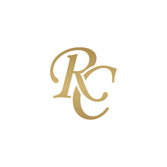 Initial letter RC, overlapping elegant monogram logo, luxury golden color