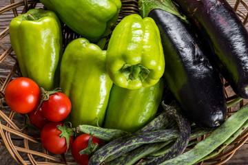 Fresh vegetables on wooden background