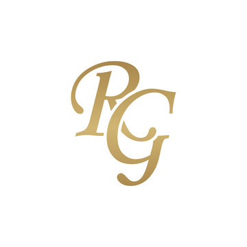 Initial letter RG, overlapping elegant monogram logo, luxury golden color