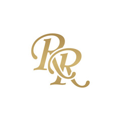 Initial letter RR, overlapping elegant monogram logo, luxury golden color