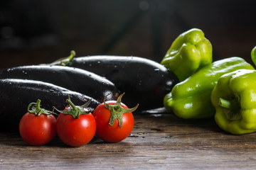 Fresh vegetables on wooden background