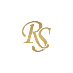 Initial letter RS, overlapping elegant monogram logo, luxury golden color