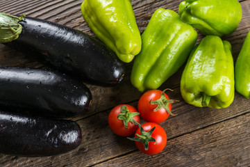 Fresh vegetables on wooden background
