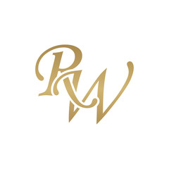 Initial letter RW, overlapping elegant monogram logo, luxury golden color