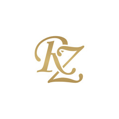 Initial letter RZ, overlapping elegant monogram logo, luxury golden color