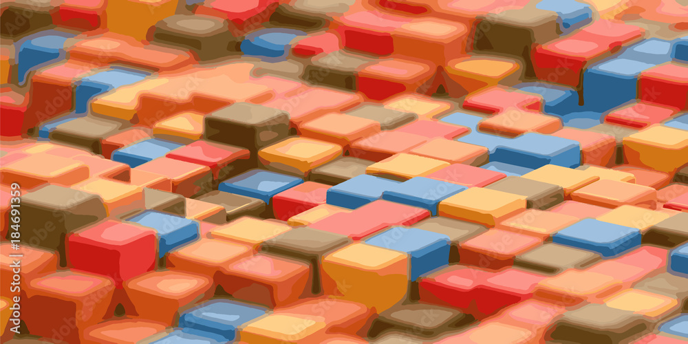 Poster abstract color cube block