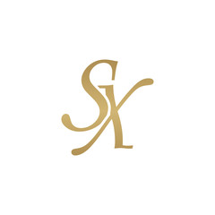 Initial letter SX, overlapping elegant monogram logo, luxury golden color