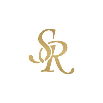 Initial letter SR, overlapping elegant monogram logo, luxury golden color