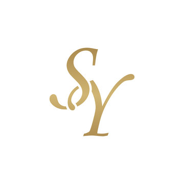 Initial letter SY, overlapping elegant monogram logo, luxury golden color