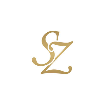 Initial letter SZ, overlapping elegant monogram logo, luxury golden color