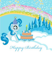 frame with unicorn and birthday cake © diavolessa