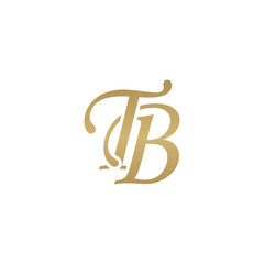 Initial letter TB, overlapping elegant monogram logo, luxury golden color