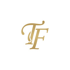 Initial letter TF, overlapping elegant monogram logo, luxury golden color