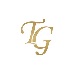 Initial letter TG, overlapping elegant monogram logo, luxury golden color