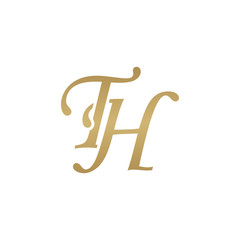 Initial letter TH, overlapping elegant monogram logo, luxury golden color © ariefpro