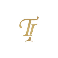 Initial letter TI, overlapping elegant monogram logo, luxury golden color