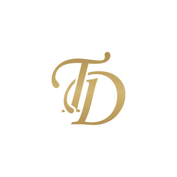 Initial letter TD, overlapping elegant monogram logo, luxury golden color