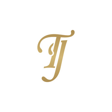Initial letter TJ, overlapping elegant monogram logo, luxury golden color