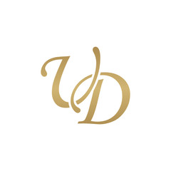 Obraz premium Initial letter UD, overlapping elegant monogram logo, luxury golden color