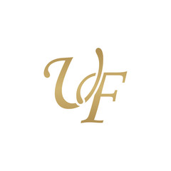 Initial letter UF, overlapping elegant monogram logo, luxury golden color