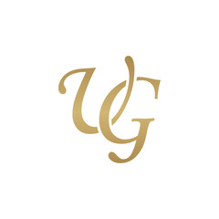 Initial letter UG, overlapping elegant monogram logo, luxury golden color
