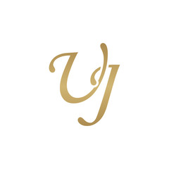 Initial letter UJ, overlapping elegant monogram logo, luxury golden color