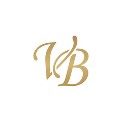 Initial letter VB, overlapping elegant monogram logo, luxury golden color